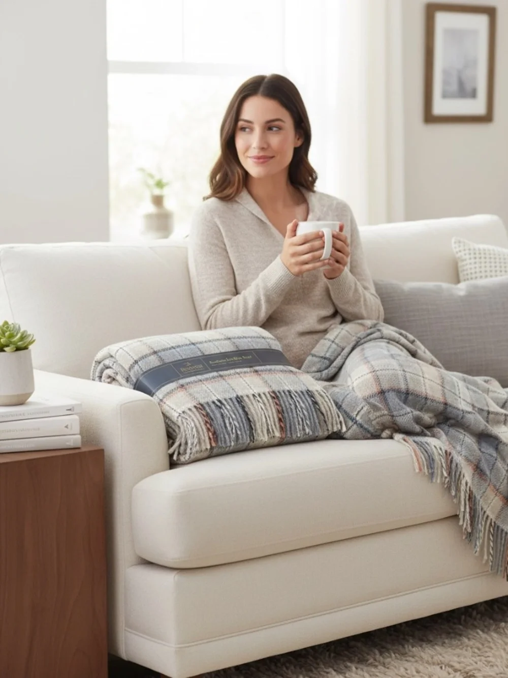 NWT - Pendleton Eco Wise Wool Throw with Fringe - Pearl